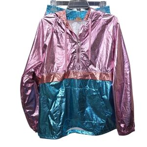 Main Strip Pink and Blue Metallic Jacket And Shorts Set Size L